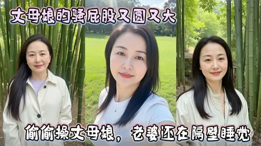 丈母娘的骚屁股又圆又大，偷偷操丈母娘，老婆还在隔壁睡觉